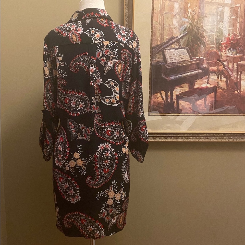 New Directions Black Floral Tunic Top Size M - Picture 3 of 16
